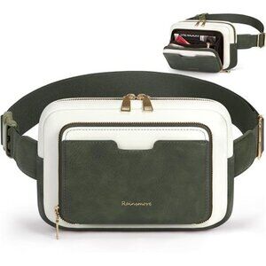 Fanny Packs Waist Pack with Adjustable Strap White Green